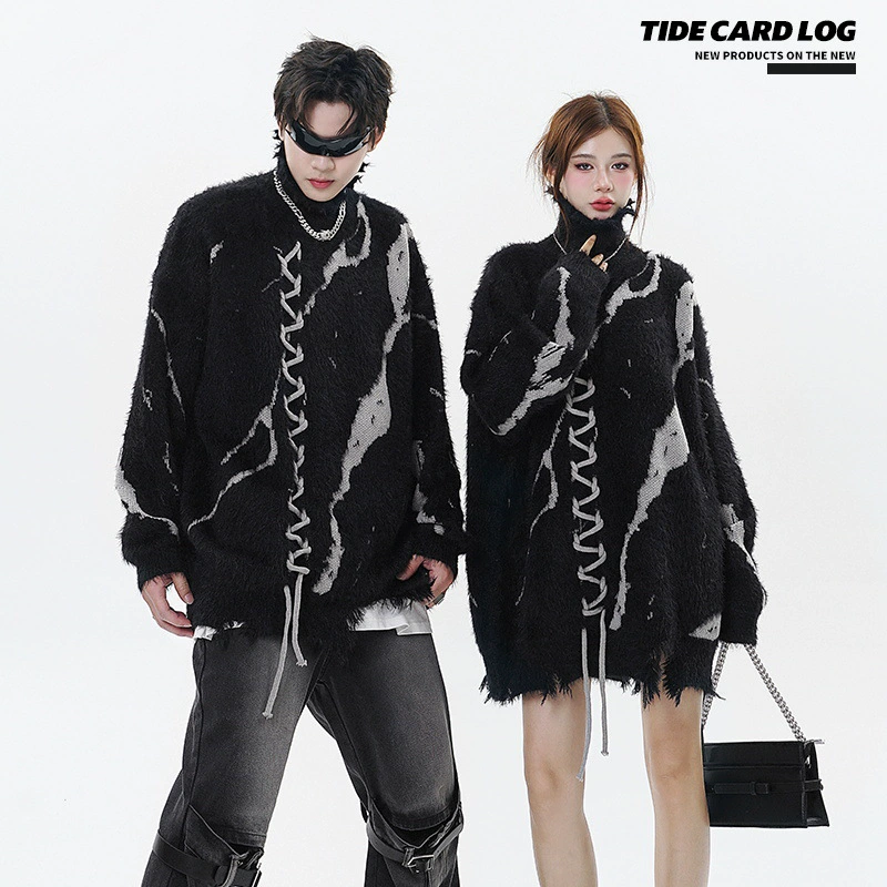 Тайд Карта Лог | осень и зима новый Diablo Break Border Design Ace of Flower Piece Piercing Speaker Sweaters