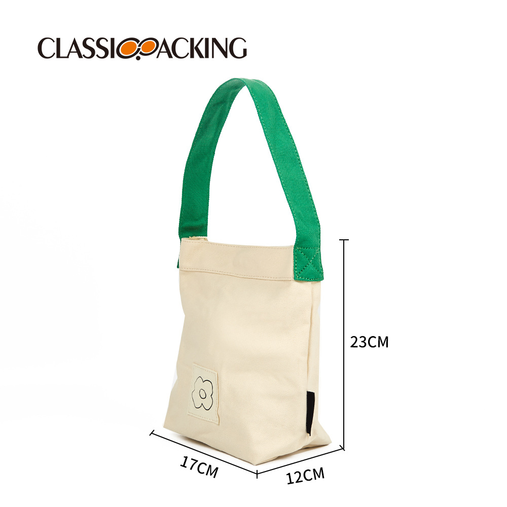 Simple bolsa de lona portátil, solo hombro, bolso diario Cercanías, moda personalizada, logotipo impreso