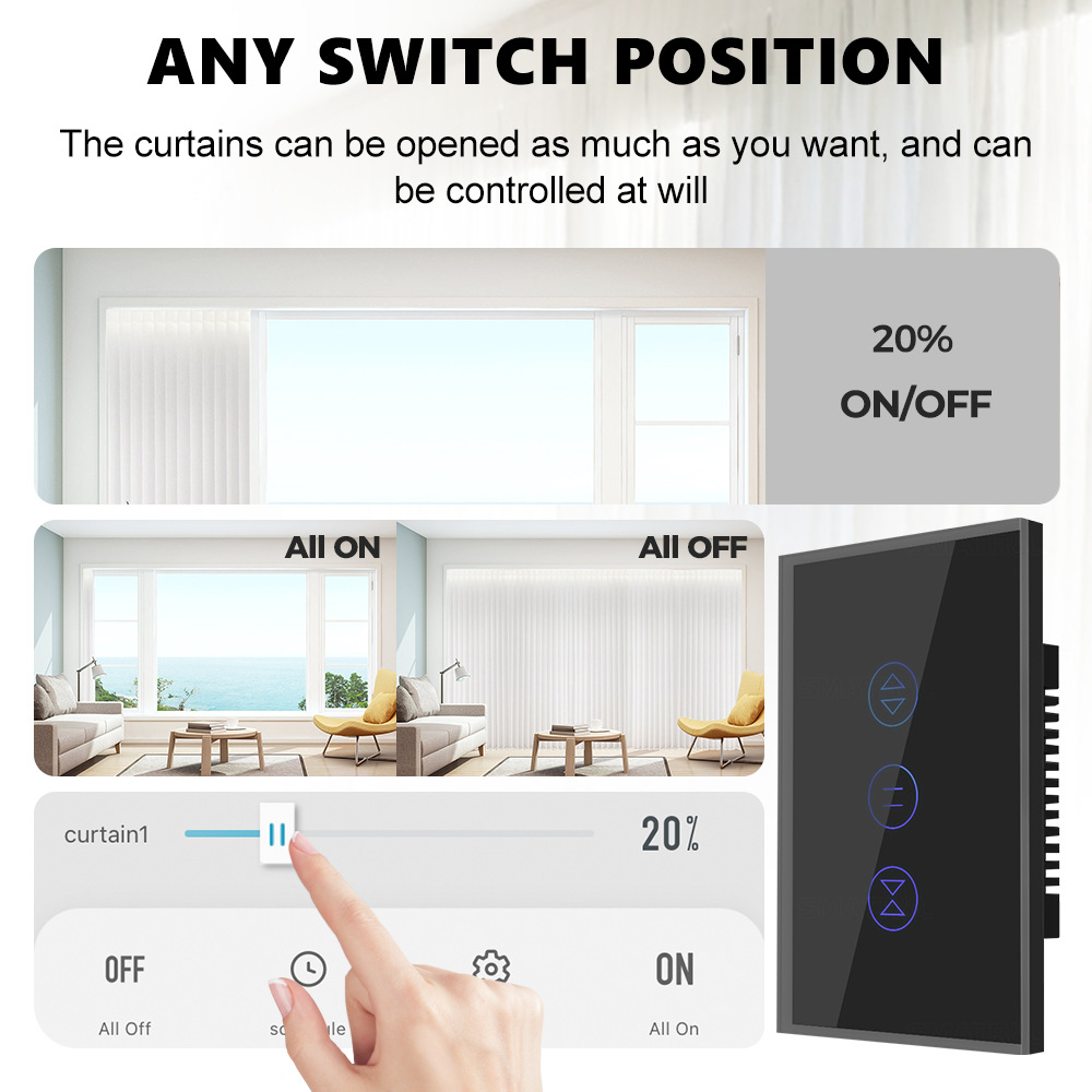 Tuya Smart Home WiFi Touch Window Roller Blind Switch Blinds European, American and Brazilian Regulations APP Voice Timing