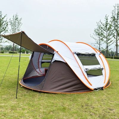 tent for camping, Avtomobil dam çadırları - 5-8-people-brown-color-entryway-style-standard-tent-equipment