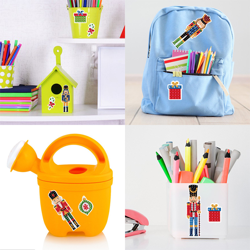 Venta caliente Cascanueces diamante pintura gratis pegatinas DIY pegatinas de pared de ladrillo pegatinas de niños pegatinas hechas a mano decorativo redondo diamante