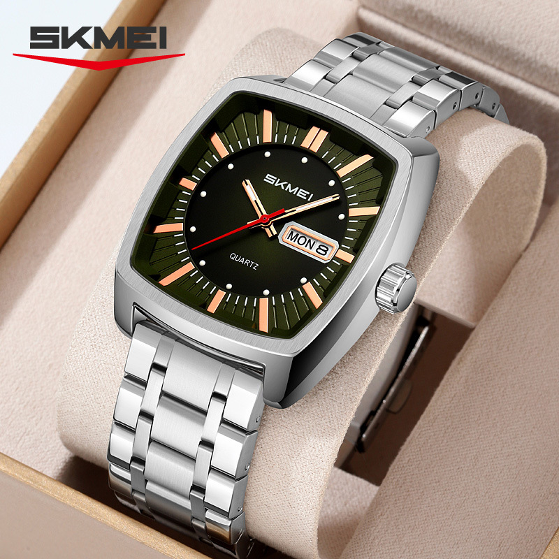 Reloj de cuarzo de barril de vino día calendario multifuncional reloj de pulsera de hombre correa de acero negocio reloj de hombre al por mayor transfronterizo