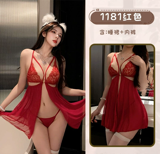 Кружевной набор babydoll нижнего белья, безрукавная ночная сорочка с эффектом подъема, один размер