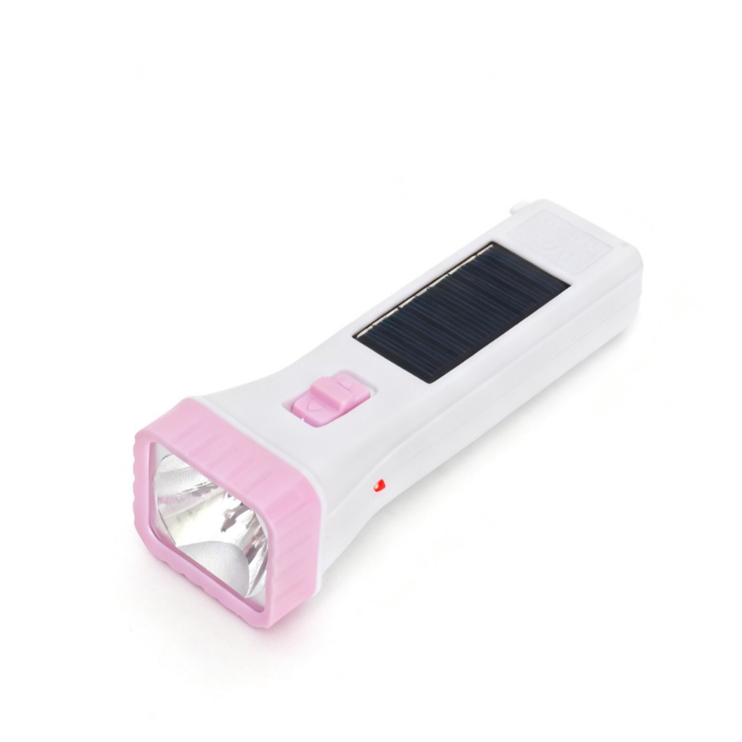 Linterna LED Solar de ABS Recargable y Portátil para Exteriores y Emergencias