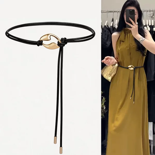 Leather Rope Belt for Women, Waist Rope to Match Dresses, Sweaters, Cashmere Coats, Fashionable New Summer Knotted Waist Belt