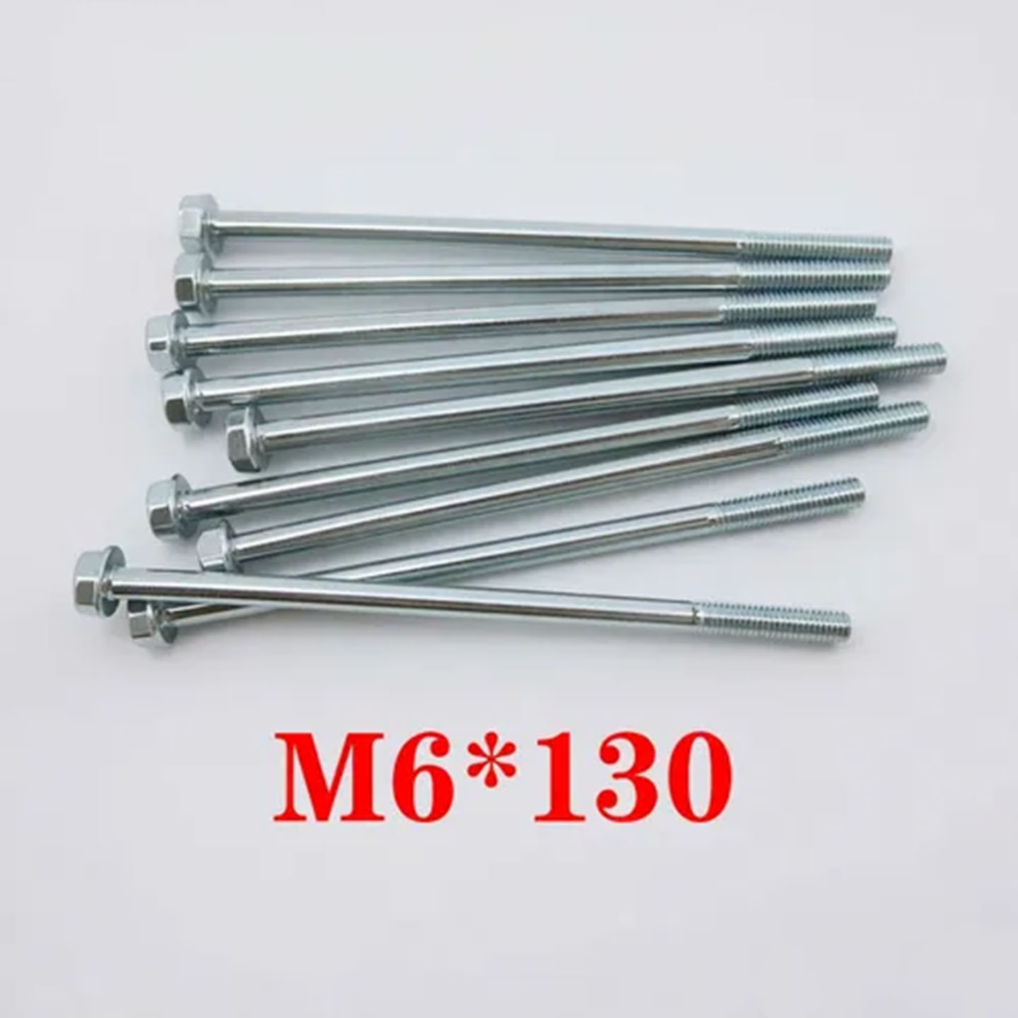 农用机械M6*130法兰螺栓 柴油发电机配件 防脱落 兰白锌镀层防锈