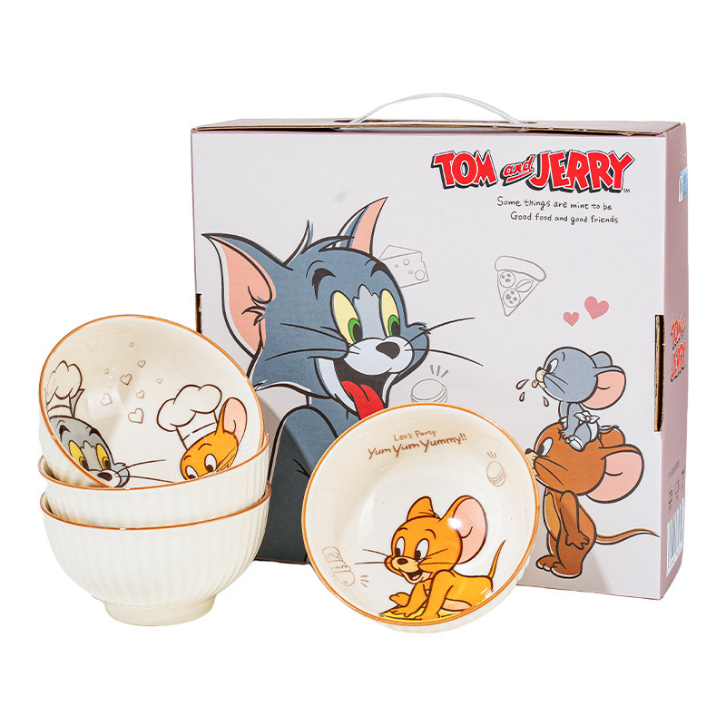 トムとジェリーのライスボウル家庭用子供のかわいい漫画セラミック食器セット新築祝いのお土産誕生日ギフト|undefined