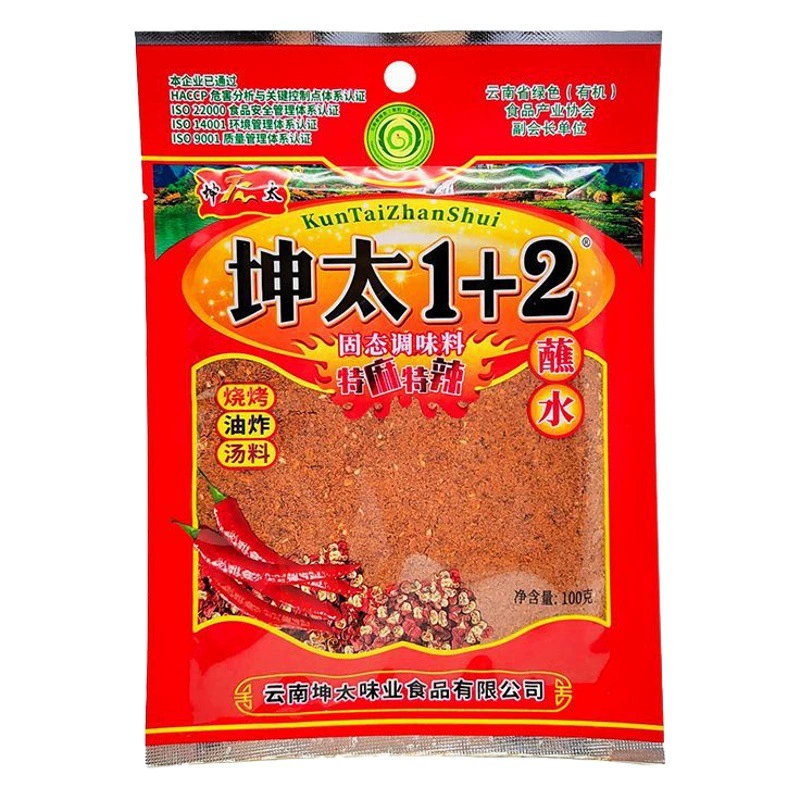 Приправа для барбекю Kuntai Spicy 1+2, порошок чили, 100 г, в пакете, для домашнего и коммерческого использования