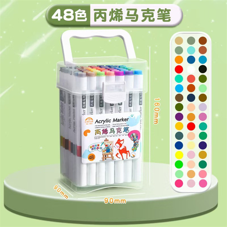 Marcador de acrílico al por mayor pintura de arte infantil impermeable laminado acrílico cepillo 48 color acrílico DIY Goka pluma