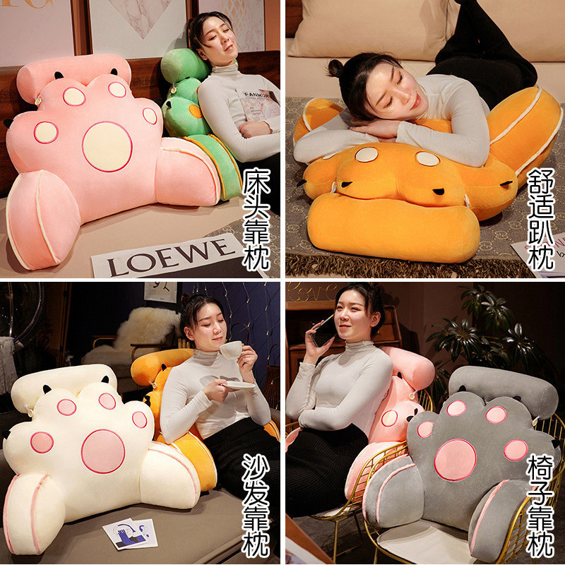 Dibujos Animados gato garra almohada noche cojín chica dormir almohada cama jugar teléfono móvil cintura almohada dormitorio suave bolsa respaldo