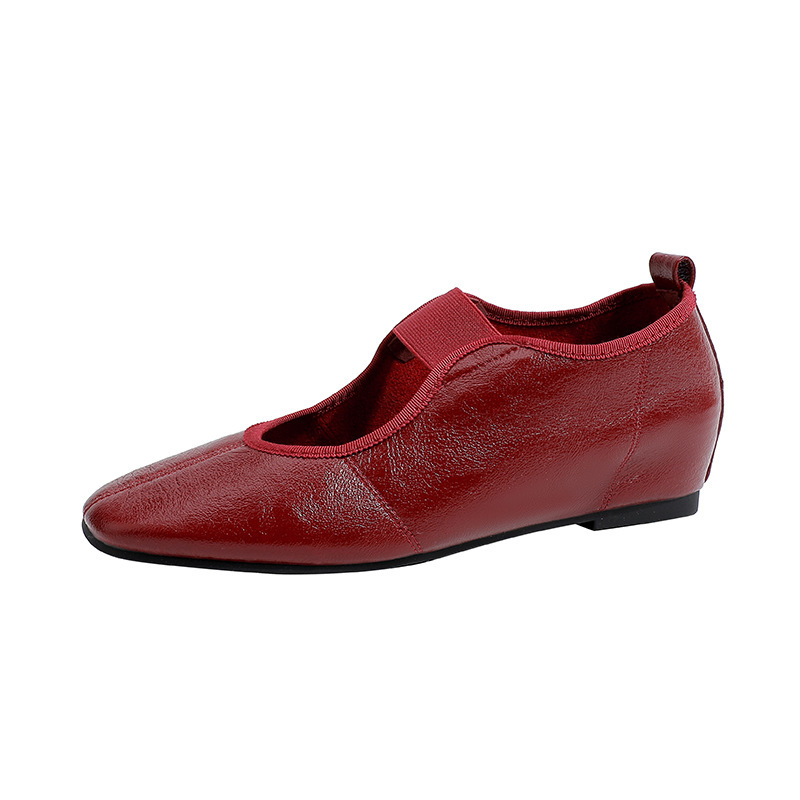 Ballet Soft Simple Flat 2025 Summer New Shallow Round Toe Elastic Genuine Leather Mary Jane Shoes For Women_vogvips.com