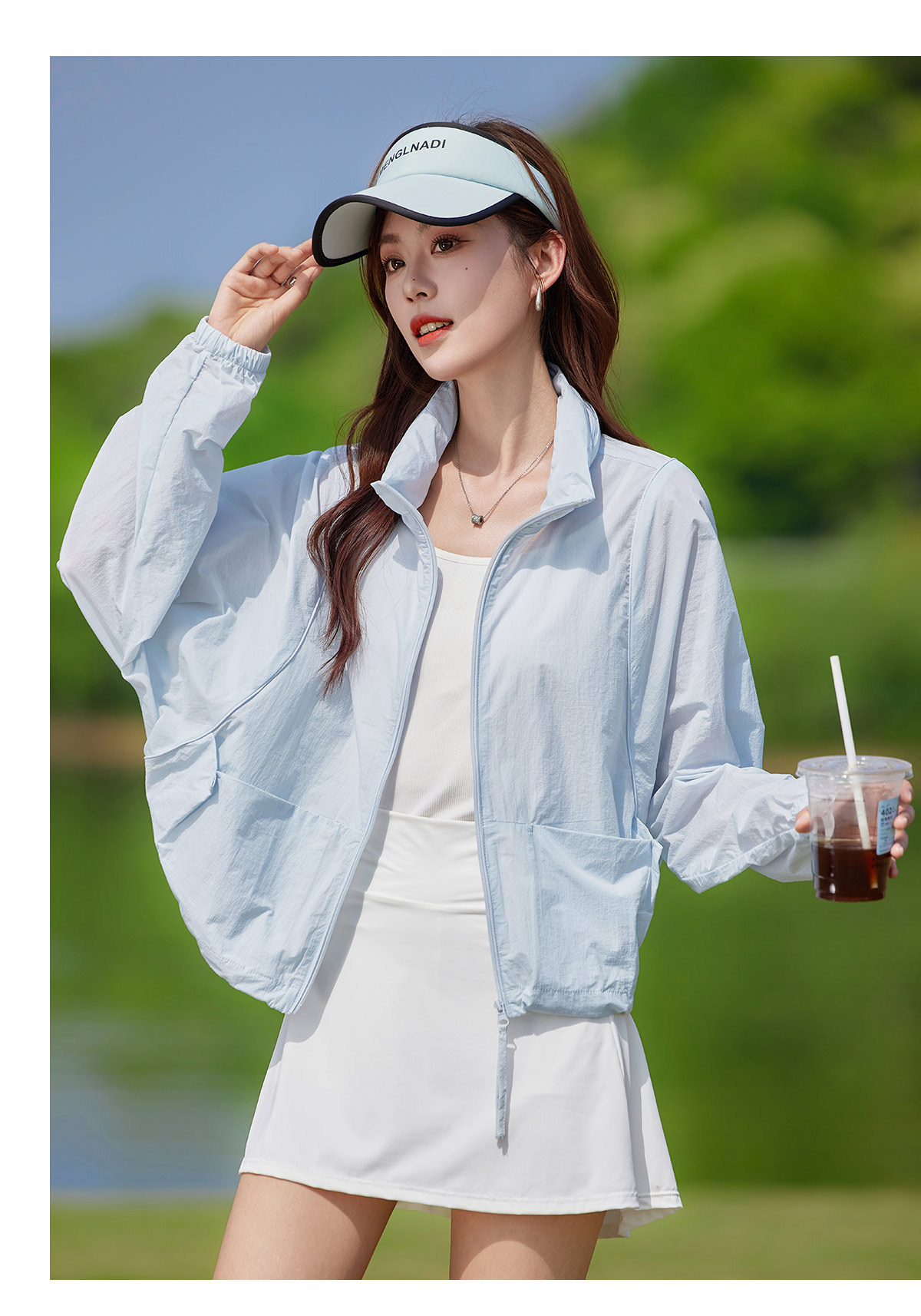 Áo chống nắng nữ dáng dài rộng rãi thoải mái mùa hè 2025 phong cách thời trang nhẹ — màu xanh nhạt, màu tím nhạt, màu trắng chi tiết 24