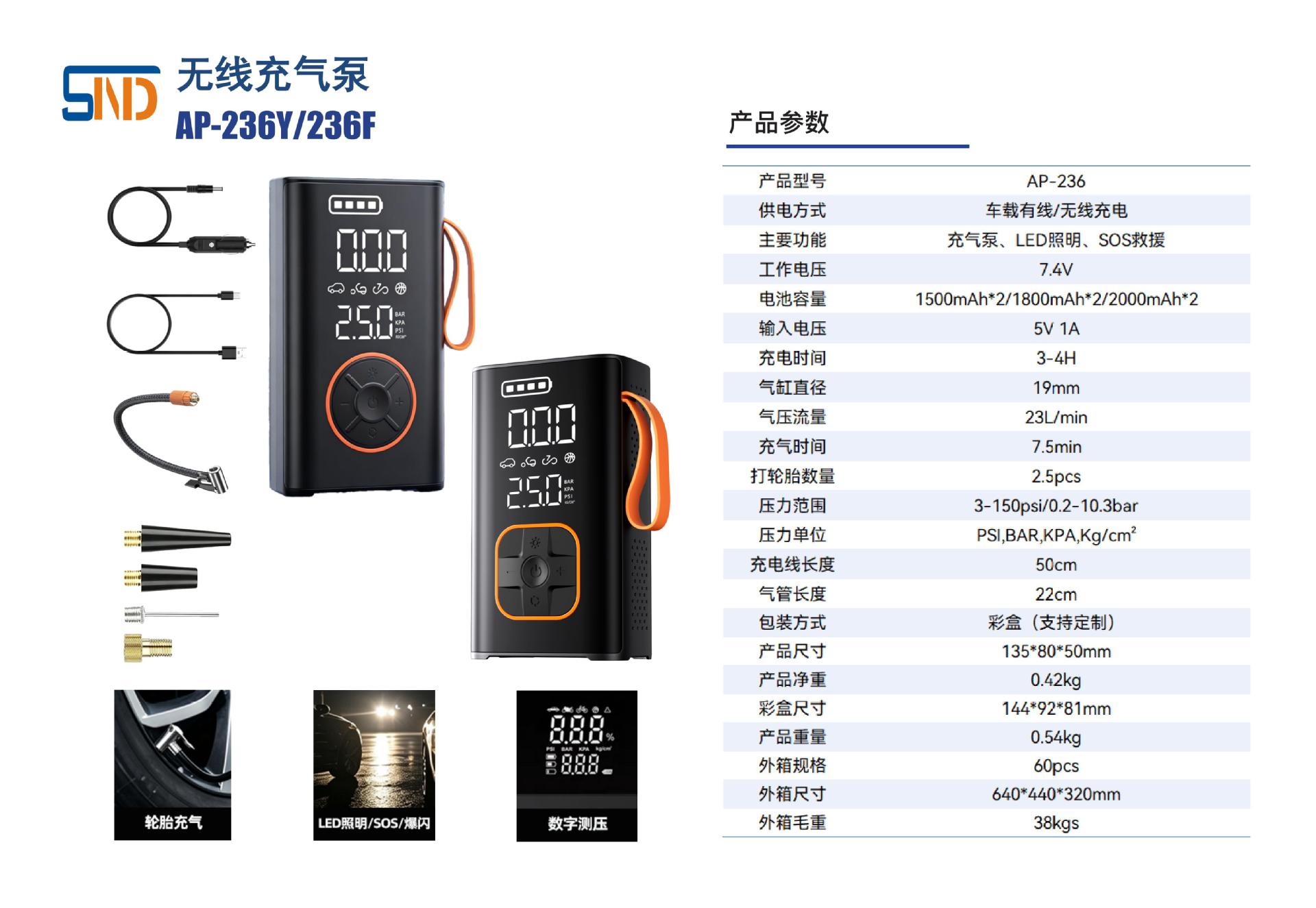 Car Wireless Air Pump, Portable Digital Display Air Pump for Cars, Electric Car Tire Smart Inflator