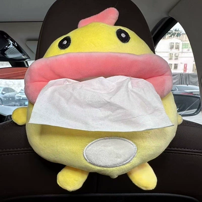 box, seat back hanging tissue – Car tissue box/set - ugly-big-mouth-chick-tissue-box-elastic-band-version
