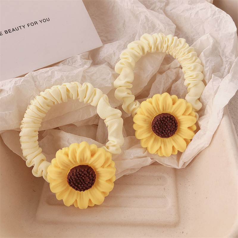 Bosque girasol cabello anillo elástico para el cabello adornamiento de cabello super仙 pequeña cuerda de cabeza fresca cuerda de cabello de cola de caballo de niña