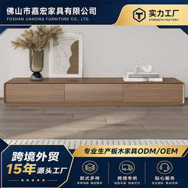 现代木面电视柜简约设计隐藏隔层收纳柜高端客厅家用实木储物柜子