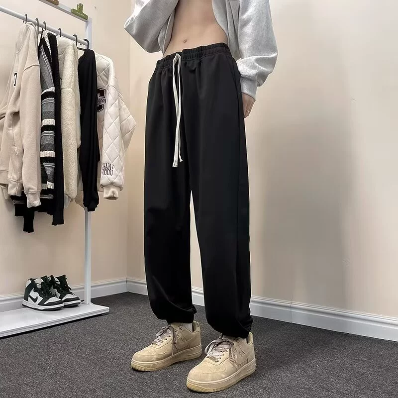 Sports men's demi-season warm casual trousers for leisure, oversize