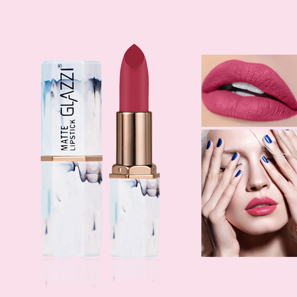 GLAZZI marble lipstick trembles Chinese red retro red coral orange chop male grapefruit bean paste color