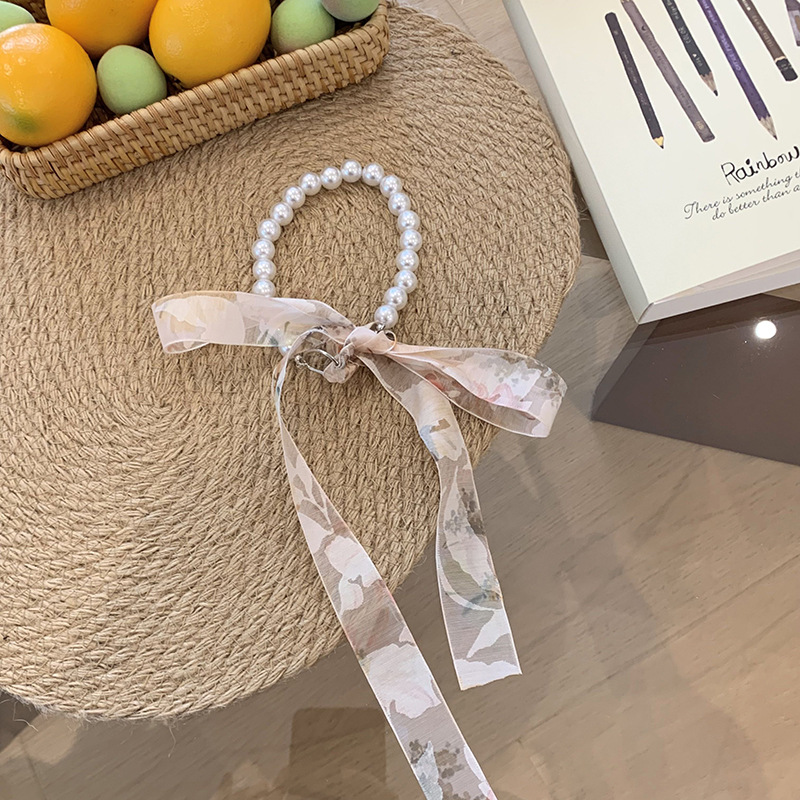 Collar de perlas nueva pulsera flor trenzada decoración pequeña bufandas trenzadas cinta atar cabello bufandas al por mayor