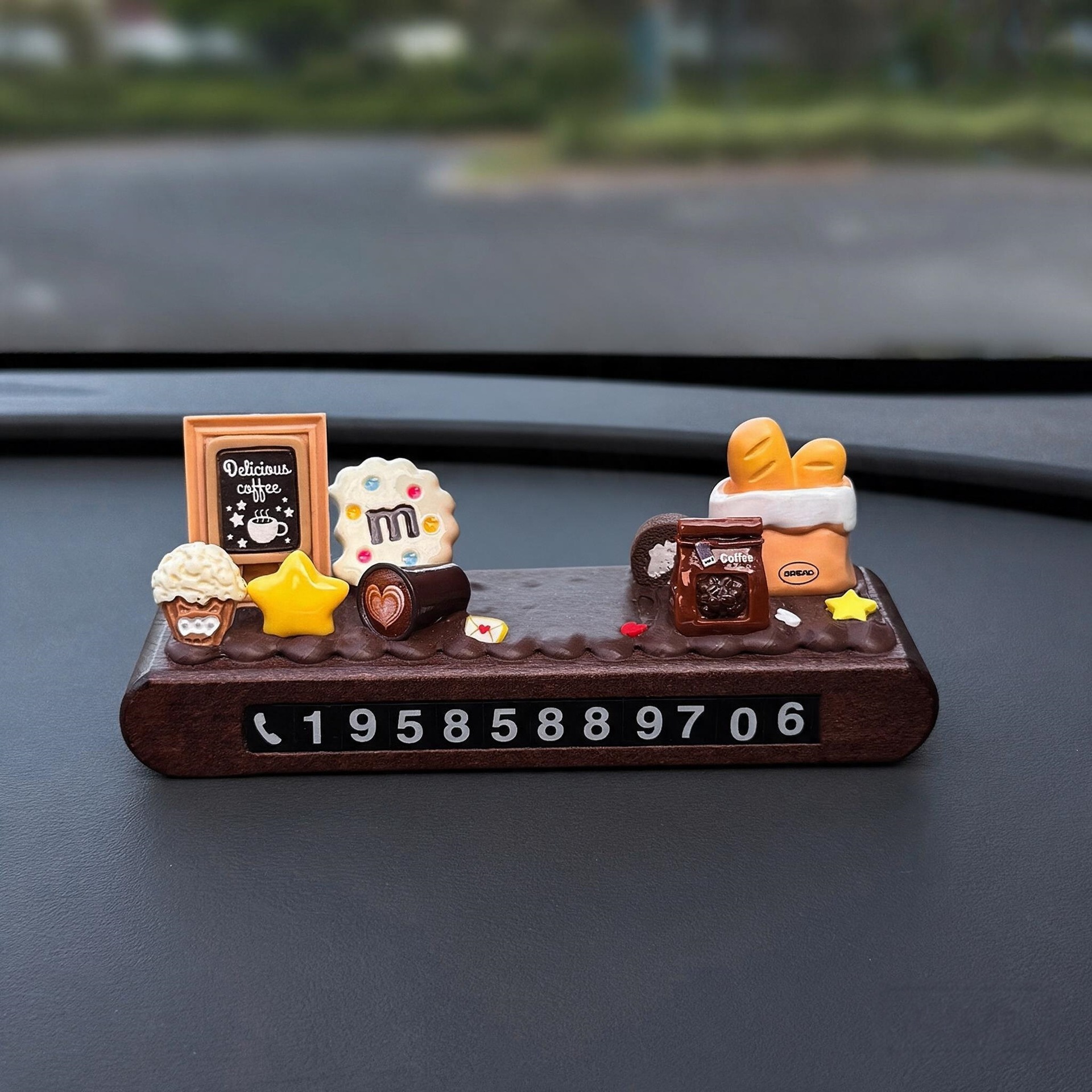 Handmade DIY Cream Car Temporary Parking Number Plate Car Decoration Moving Phone Plate with Doll Material Kit