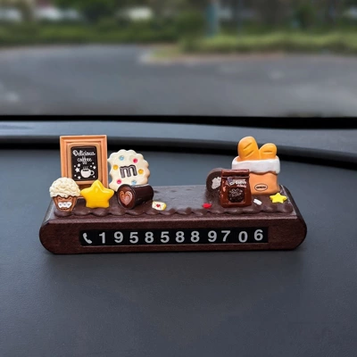Handmade DIY Cream Car Temporary Parking Number Plate Car Decoration Moving Phone Plate with Doll Material Kit (Nömrəli dayanma kartı) - cream-colored-parking-sign-style-1-material-kit-please-note-in-order-comments-otherwise-a-finished-product-will-be-shipped-by-default