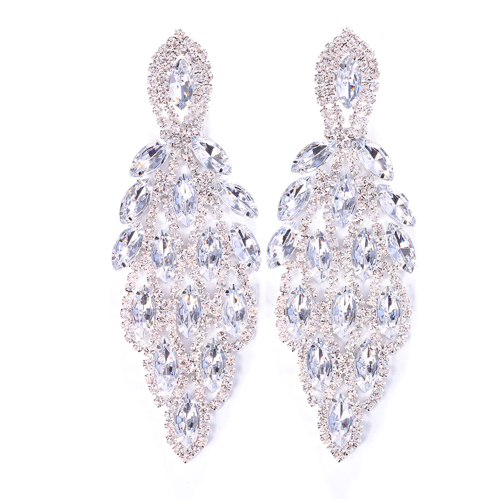 Retro Water Droplets Alloy Rhinestone Drop Earrings Crystal Earrings 1 Pair