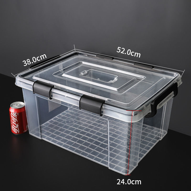 Caja de almacenamiento sellada, caja a prueba de humedad transparente extra grande con anillo de silicona, almacenamiento de ropa doméstica al por mayor