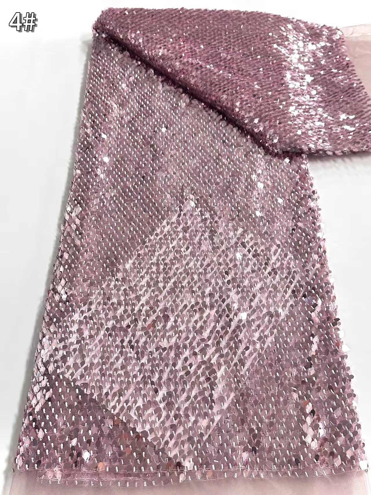 African Beaded Lace Fabric Lentejuelas bordado de lentejuelas tela de malla de escamas de la industria pesada