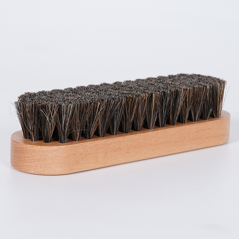 Cepillo de Zapatos de Pelo de Caballo de Madera de Haya, Descontaminación y Cuidado, para Calzado y Ropa