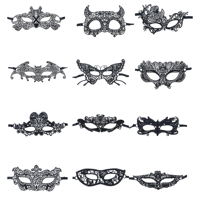 Amazon fiesta de adultos amorfa máscara de encaje media cara máscara de baile hombre y mujer set negro erótico paraguas de ojos