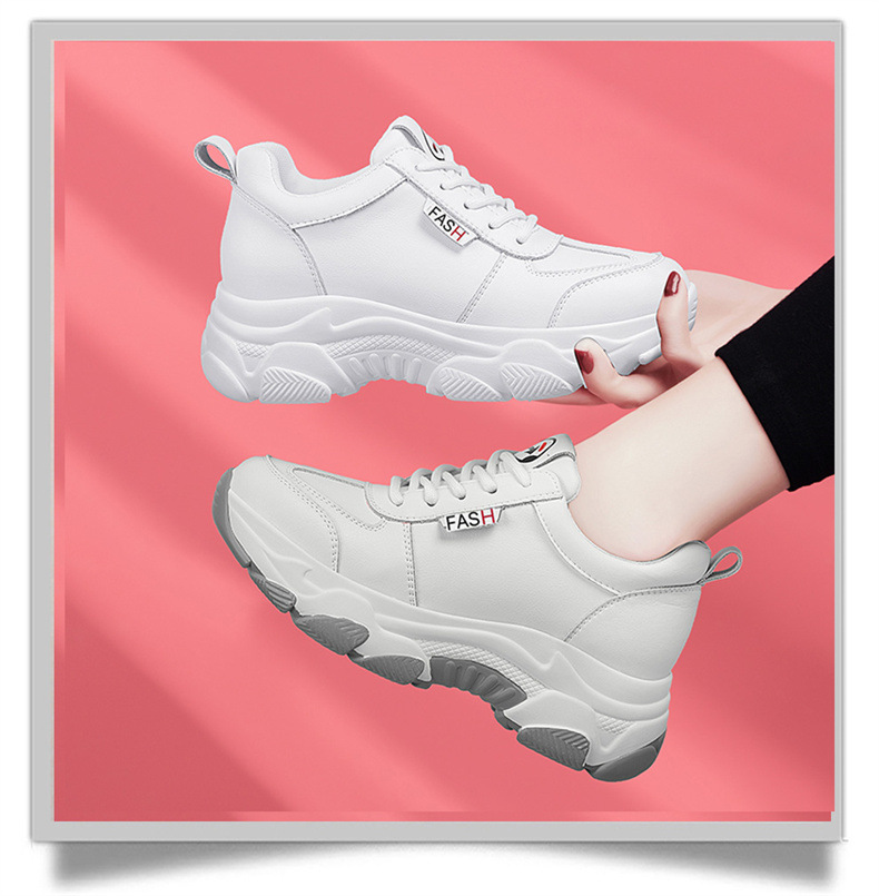 Giày sneaker chunky đế dày da thật nữ mới mùa xuân hè 2023 — DH 58316 mét xám (rỗng) mẫu mùa hè cao gót 5 cm, DH 58220 trắng xanh lá cây mẫu mùa hè cao gót 5 cm, DH 58302 trắng (mặt da) cao gót 5 cm, DH 58302 be xám (mặt da) cao gót 5 cm chi tiết 9