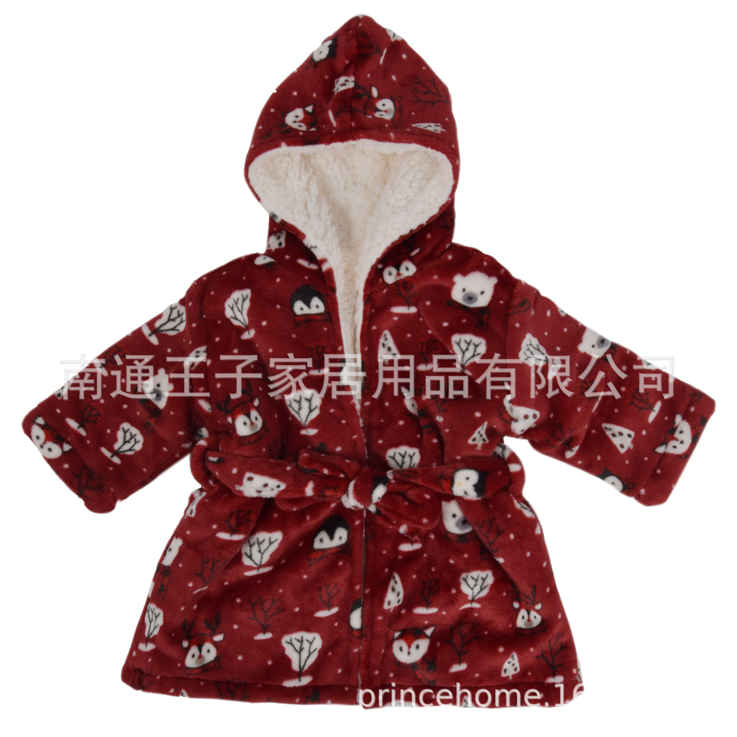 Children's Bathrobe Flannel Printed Baby Boy's and Girl's Nightgown Winter Lamb Wool Hooded Thickened Cape