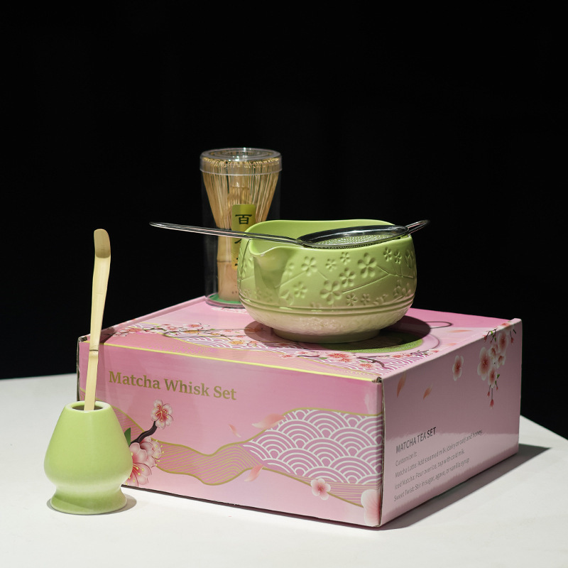 MATCHA跨境专供多款新品陶瓷5件套抹茶碗带嘴宋代点茶茶筅工具套|undefined