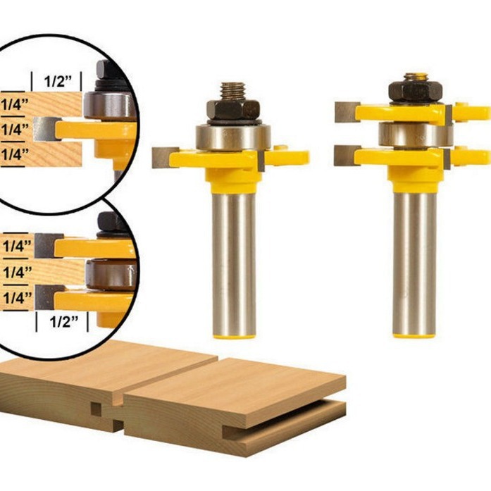 12MM柄A12MM 3齿T型榫合刀地板刀拼板刀木工铣刀12MM*1/4(深1/2)