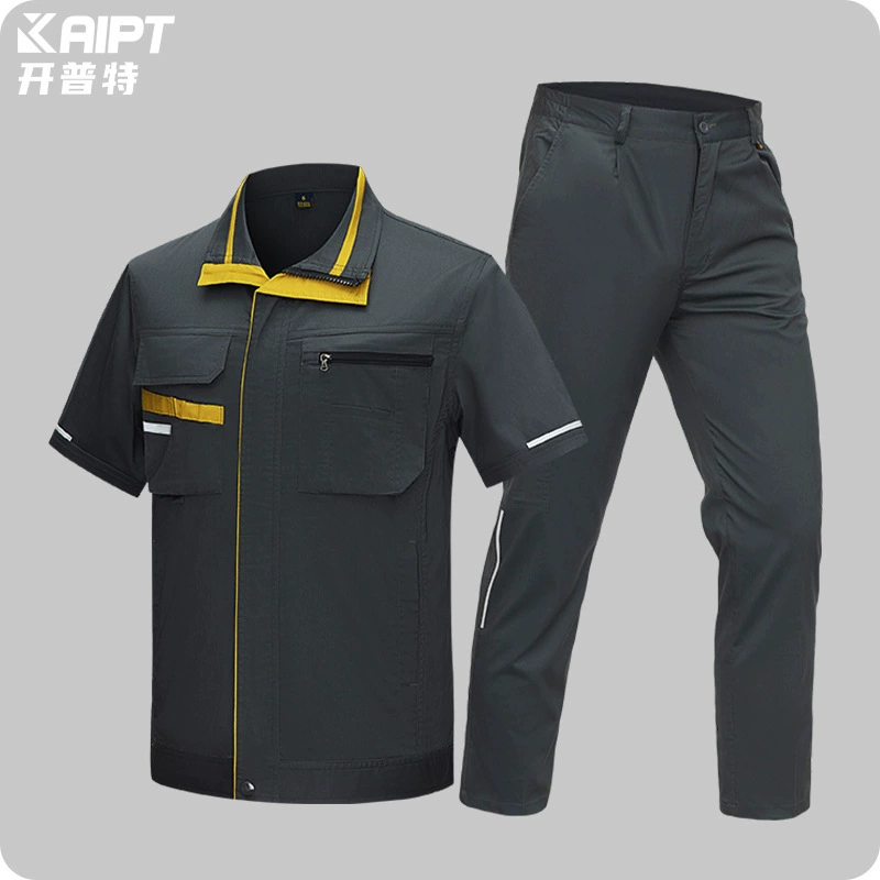 Трансграничная рабочая одежда с принтами и вышивкой, мужская заводская одежда для мастерских, одежда для охраны труда, влагопоглощающая, дышащая, тонкая рабочая одежда, по индивидуальному заказу.