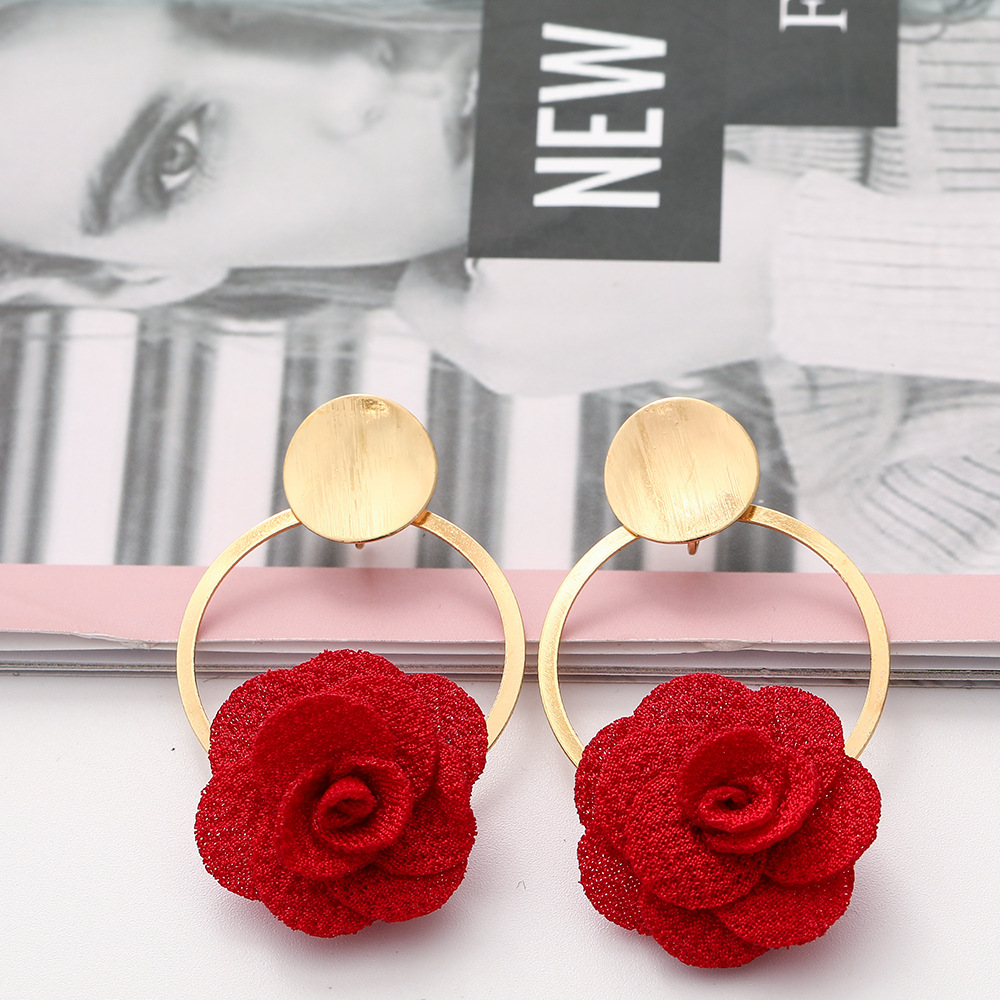 Nouvelle Boucle D&#39;oreille Fleur En Mousseline De Soie Multicouche display picture 8