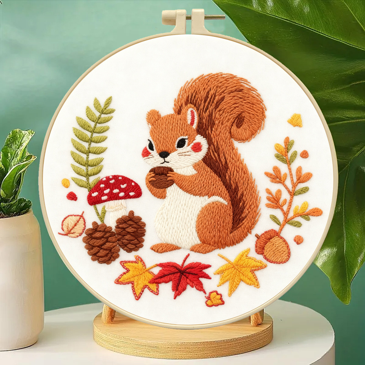 Animales de dibujos animados ardilla bordado colgar dibujos hechos a mano DIY material paquete Lu bordado sala de estar adornos de dibujos animados fábrica al por mayor