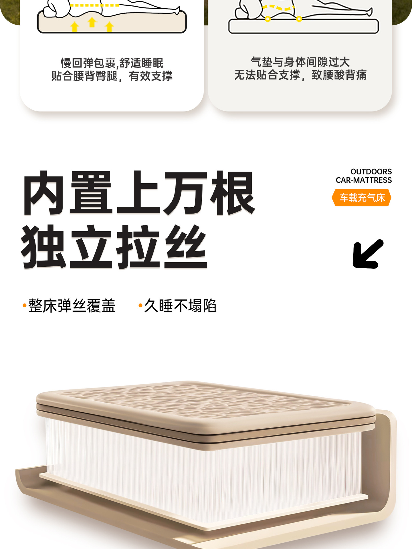 Quluying automatic inflatable car mattress, rear seat sleeping pad, trunk bed, foldable