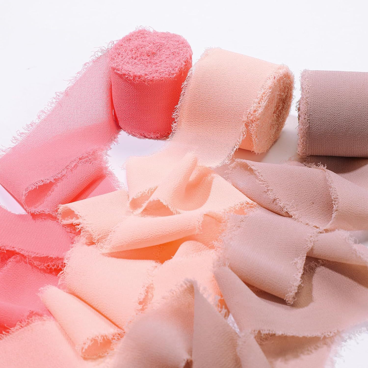 INS deshilachado gasa cinta ramo de la boda borla cinta arco decoración hilo de nieve tira de tela de seda