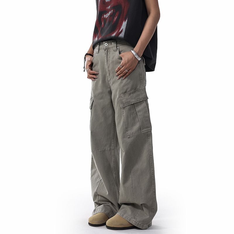 Danbani | American Retro Multi-Pocket Workwear Denim Custom High Street Straight Loose Slimming Wide-Leg Pants