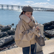 派克服皮衣外套女秋冬2025新款宽松加绒加厚小个子短款棉服大码