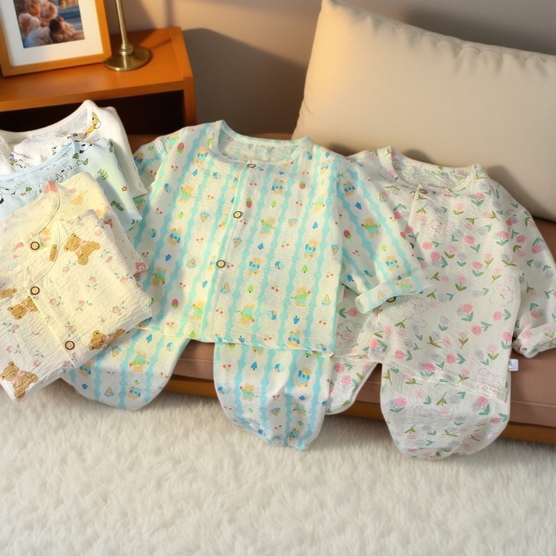 Conjunto de ropa para niños, conjunto de dos piezas fino para verano y primavera/otoño, pijamas de nuevo estilo para niñas, ropa linda para bebés para clima climatizado.