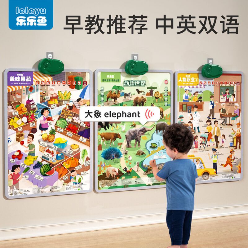 Leleyu Logic Wall Chart Baby Audio Early Education Infant and Young Kidsren Cognitive Sound Reading Machine Enlightenment Learning Wall Stickers