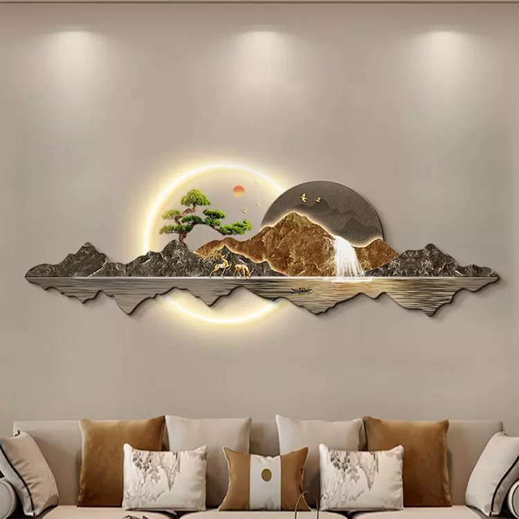 客厅装饰画沙发背景墙挂画高级感山水挂件新中式大气壁画2025新款