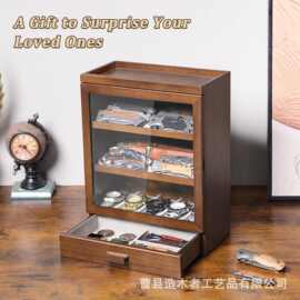 跨境木制刀具收纳盒实木口袋刀陈列架木质四层匕首多用途存储架