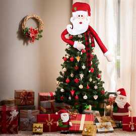 圣诞节装饰用品 圣诞老人家居圣诞树装饰 圣诞老人树顶星