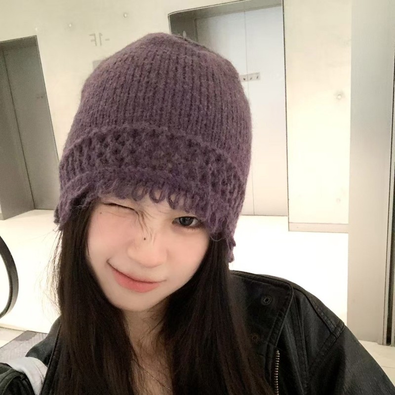 批发韩国25新款时尚流苏边针织帽女百搭显脸小毛线冷帽韩系高级感|undefined