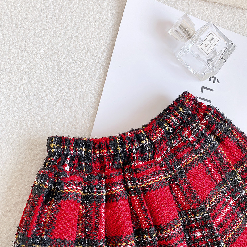 Filles, dames, Se décontracté à la mode pour l'automne 2023, nouveau bébé Fragran Coa, cent plaids Shor Skir, deux pièces_voghion.com