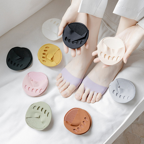 Five-finger and half-palm socks set for women's forefoot pads, ice silk invisible socks, high heels, anti-pain, anti-slip, anti-wear foot artifact insoles