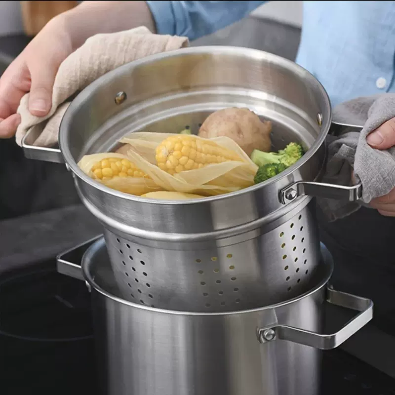 跨境加厚多功能面条锅304不锈钢意面锅油炸无涂层汤锅炉灶通用